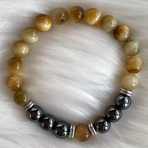 TIGER EYE TAN BRACELET GEM BEAD BRACELT